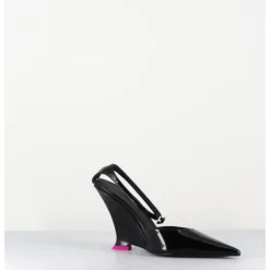 Clearance 3JUIN Escarpins bout pointu vernis talon compensé y2k -CLEA PATENT BLACK NOIR