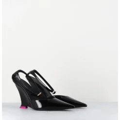 Clearance 3JUIN Escarpins bout pointu vernis talon compensé y2k -CLEA PATENT BLACK NOIR