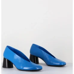 Hot HALMANERA Escarpins en cuir souple talon talon géométrique - DANI01 GLAZE ATOLLO BLEU