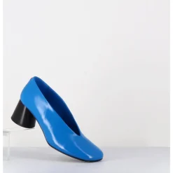 Hot HALMANERA Escarpins en cuir souple talon talon géométrique - DANI01 GLAZE ATOLLO BLEU