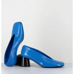 Hot HALMANERA Escarpins en cuir souple talon talon géométrique - DANI01 GLAZE ATOLLO BLEU