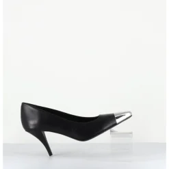 GARRICE LAB Escarpins en cuir talon fin bout argent - KECHA1 NAPPA NERA NOIR