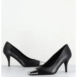 GARRICE LAB Escarpins en cuir talon fin bout argent - KECHA1 NAPPA NERA NOIR