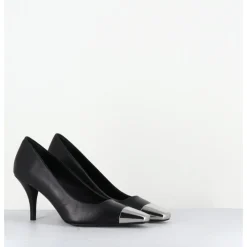 GARRICE LAB Escarpins en cuir talon fin bout argent - KECHA1 NAPPA NERA NOIR