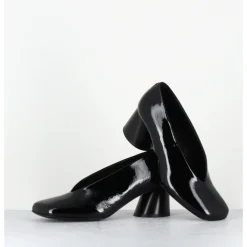 Hot HALMANERA Escarpins en cuir vernis souple talon graphique - ODILE01 MUNA NERO NOIR