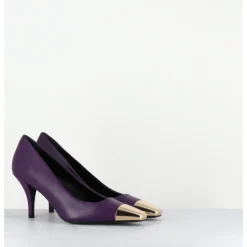 Online GARRICE LAB Escarpins en cuir talon fin bout métal or - KECHA2 NAPPA VIOLA VIOLET
