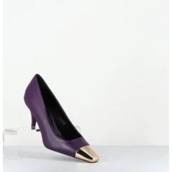 Online GARRICE LAB Escarpins en cuir talon fin bout métal or - KECHA2 NAPPA VIOLA VIOLET