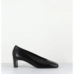 Discount TO&CO Escarpins petit talon bout carré en cuir - SANTI BLACK COWHIDE NOIR