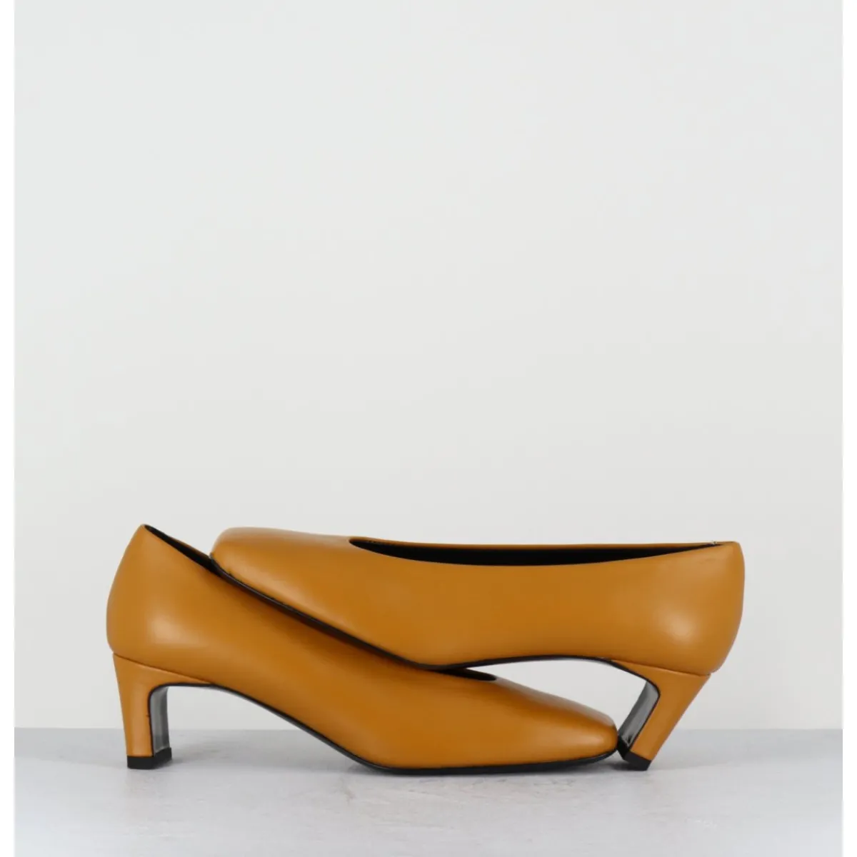 Clearance TO&CO Escarpins petit talon bout carré en cuir - SANTI OCRA COWHIDE JAUNE