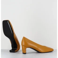 Clearance TO&CO Escarpins petit talon bout carré en cuir - SANTI OCRA COWHIDE JAUNE