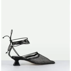 New MIISTA Escarpins petit talon cuir et mesh - ANDES MESH SANDAL NOIR