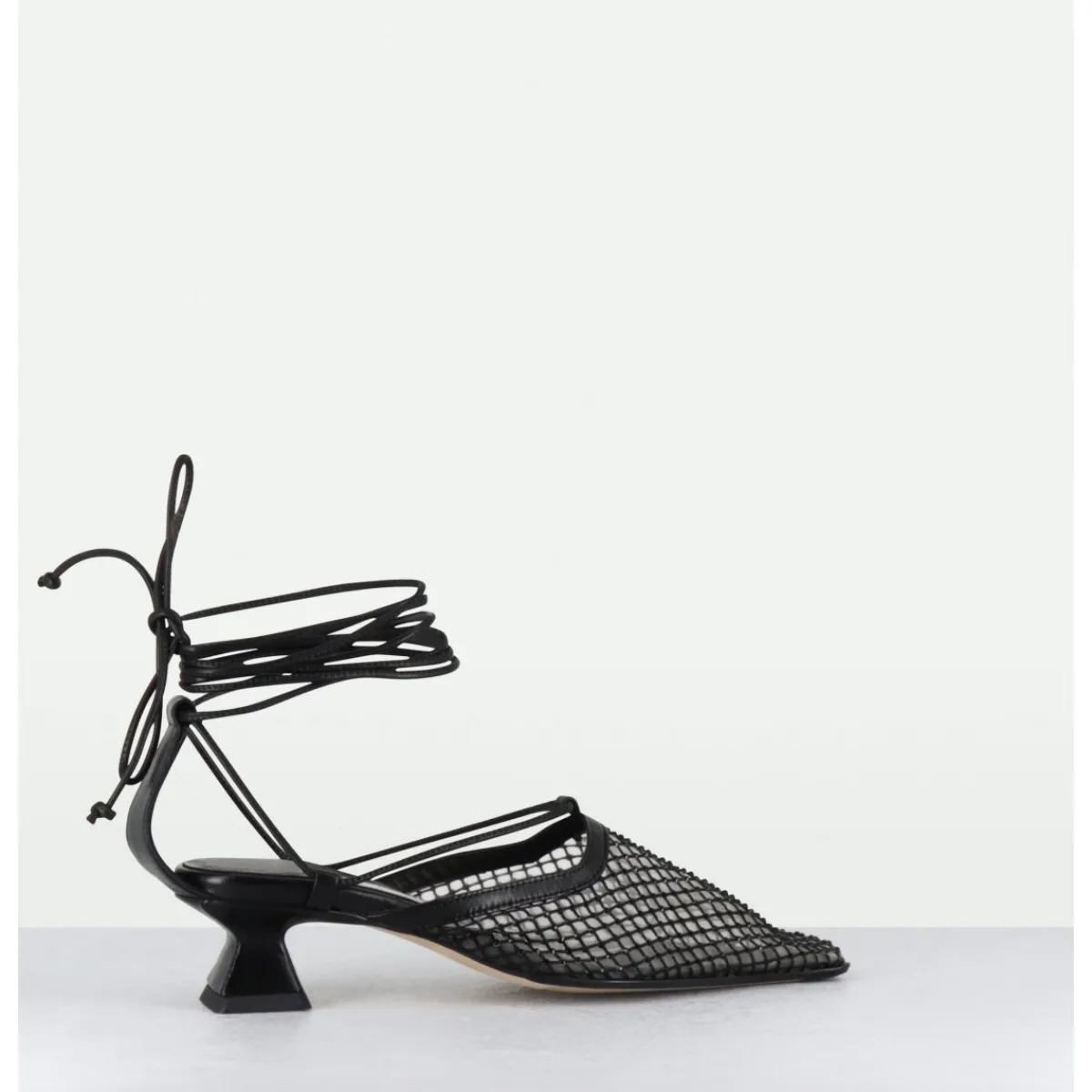 New MIISTA Escarpins petit talon cuir et mesh - ANDES MESH SANDAL NOIR