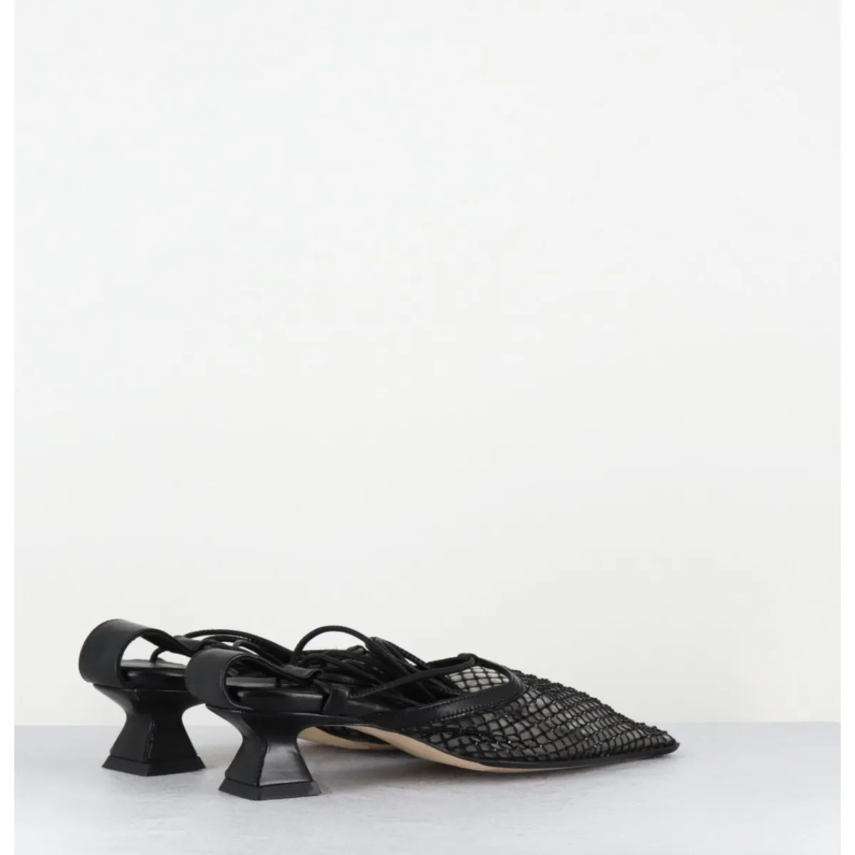 New MIISTA Escarpins petit talon cuir et mesh - ANDES MESH SANDAL NOIR