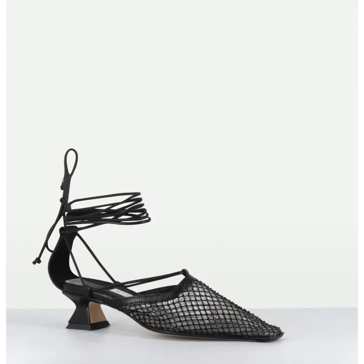 New MIISTA Escarpins petit talon cuir et mesh - ANDES MESH SANDAL NOIR