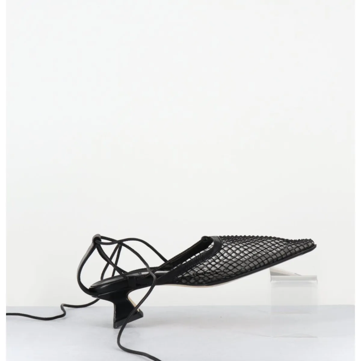 New MIISTA Escarpins petit talon cuir et mesh - ANDES MESH SANDAL NOIR