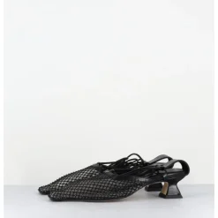 New MIISTA Escarpins petit talon cuir et mesh - ANDES MESH SANDAL NOIR