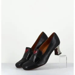 Outlet CHIE MIHARA Escarpins rétro cuir imprimé & coeur rouge - MYMARA JEEP NEGRO NOIR