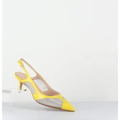 Discount GARRICE LAB Escarpins slingback bout pointu cuir & mesh argent - ORLA1 VERLUX GIALLO JAUNE