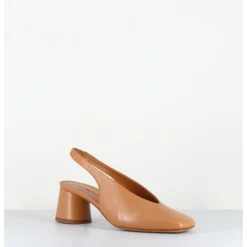 Best HALMANERA Escarpins slingback en cuir caramel petit talon - CALA21 BARON CARAMEL