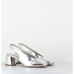 New HALMANERA Escarpins slingback en cuir métallisé - CALA21 METAL O ARGENT