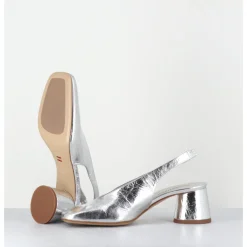 New HALMANERA Escarpins slingback en cuir métallisé - CALA21 METAL O ARGENT