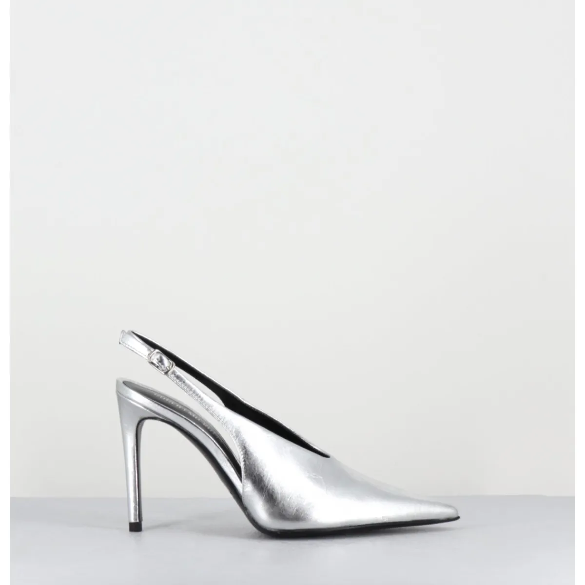 Hot ROTTA Escarpins slingback talon haut en cuir - FEEL SCRATCH SILVER ARGENT