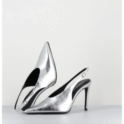 Hot ROTTA Escarpins slingback talon haut en cuir - FEEL SCRATCH SILVER ARGENT
