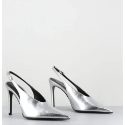 Hot ROTTA Escarpins slingback talon haut en cuir - FEEL SCRATCH SILVER ARGENT