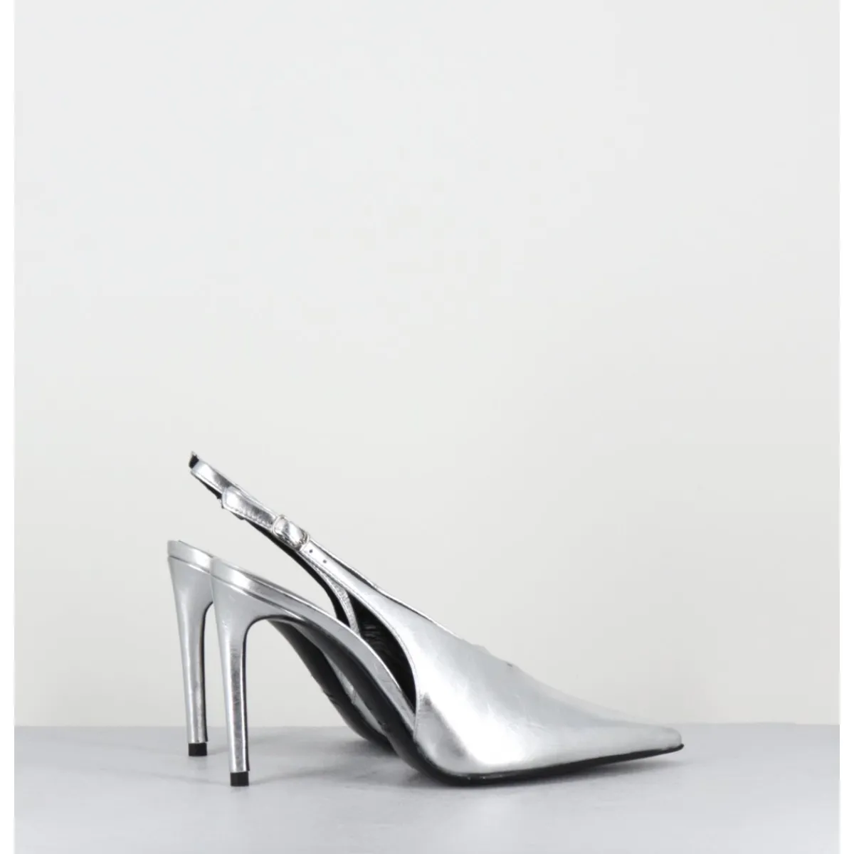 Hot ROTTA Escarpins slingback talon haut en cuir - FEEL SCRATCH SILVER ARGENT