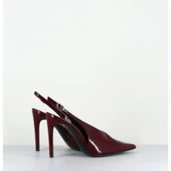 Discount ROTTA Escarpins slingback talon haut en cuir vernis x - FEEL VERNICE BURGUNDY BORDEAU