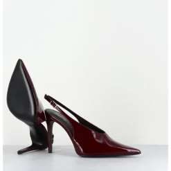 Discount ROTTA Escarpins slingback talon haut en cuir vernis x - FEEL VERNICE BURGUNDY BORDEAU