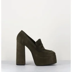 Sale GARRICE LAB Khaki suede platform loafers - BARSI KAKI