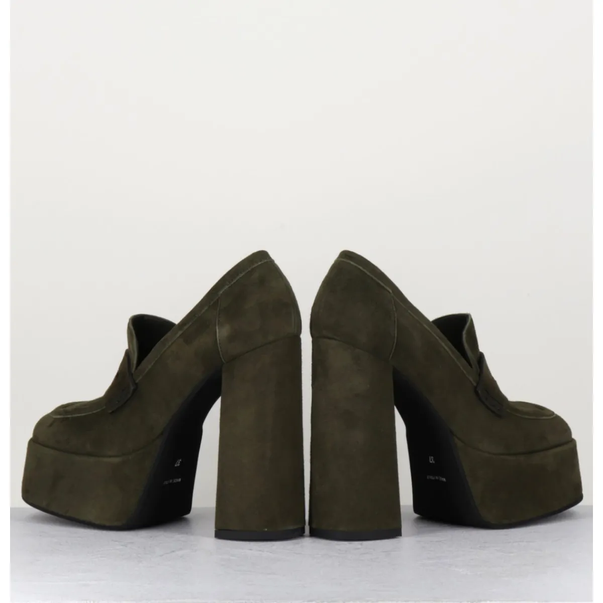 Sale GARRICE LAB Khaki suede platform loafers - BARSI KAKI