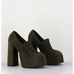 Sale GARRICE LAB Khaki suede platform loafers - BARSI KAKI