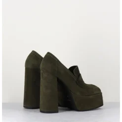 Sale GARRICE LAB Khaki suede platform loafers - BARSI KAKI