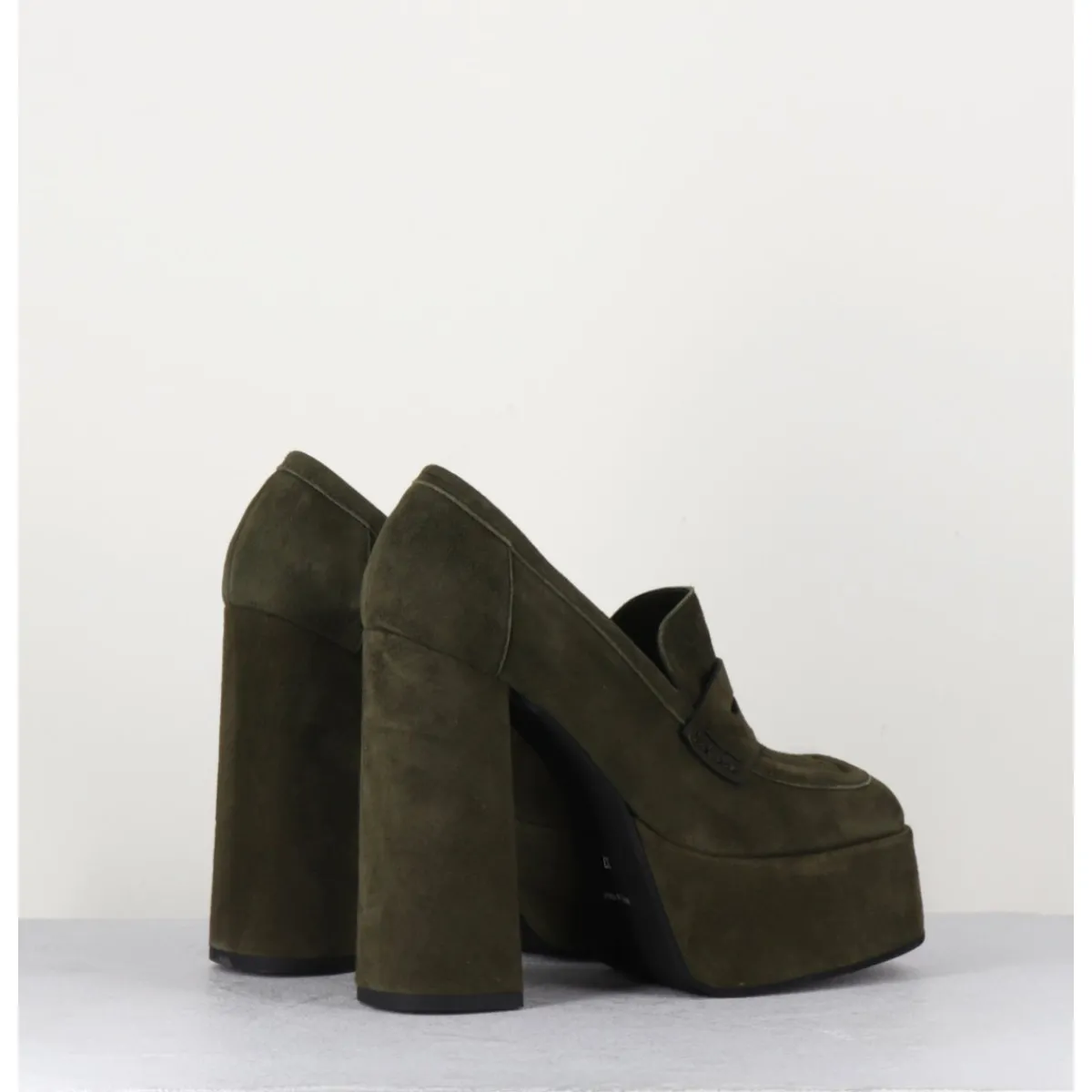 Sale GARRICE LAB Khaki suede platform loafers - BARSI KAKI