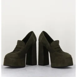 Sale GARRICE LAB Khaki suede platform loafers - BARSI KAKI