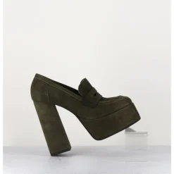 Sale GARRICE LAB Khaki suede platform loafers - BARSI KAKI