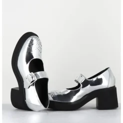 OA NON FASHION Mary-Jane à talon en cuir glacé miroir - AL111 SUPERLUX O ARGENT