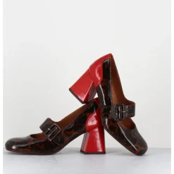 CHIE MIHARA Mary-Jane à talon en cuir vernis leopard & talon rouge - SYSA FIAT CASTANO