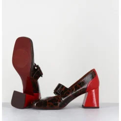 CHIE MIHARA Mary-Jane à talon en cuir vernis leopard & talon rouge - SYSA FIAT CASTANO