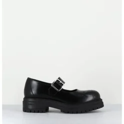 Hot OA NON FASHION Mary-Jane en cuir glacé semelle épaisse - AL108 ABRASIVATO NERO NOIR