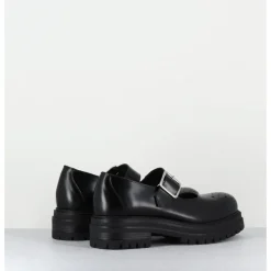 Hot OA NON FASHION Mary-Jane en cuir glacé semelle épaisse - AL108 ABRASIVATO NERO NOIR