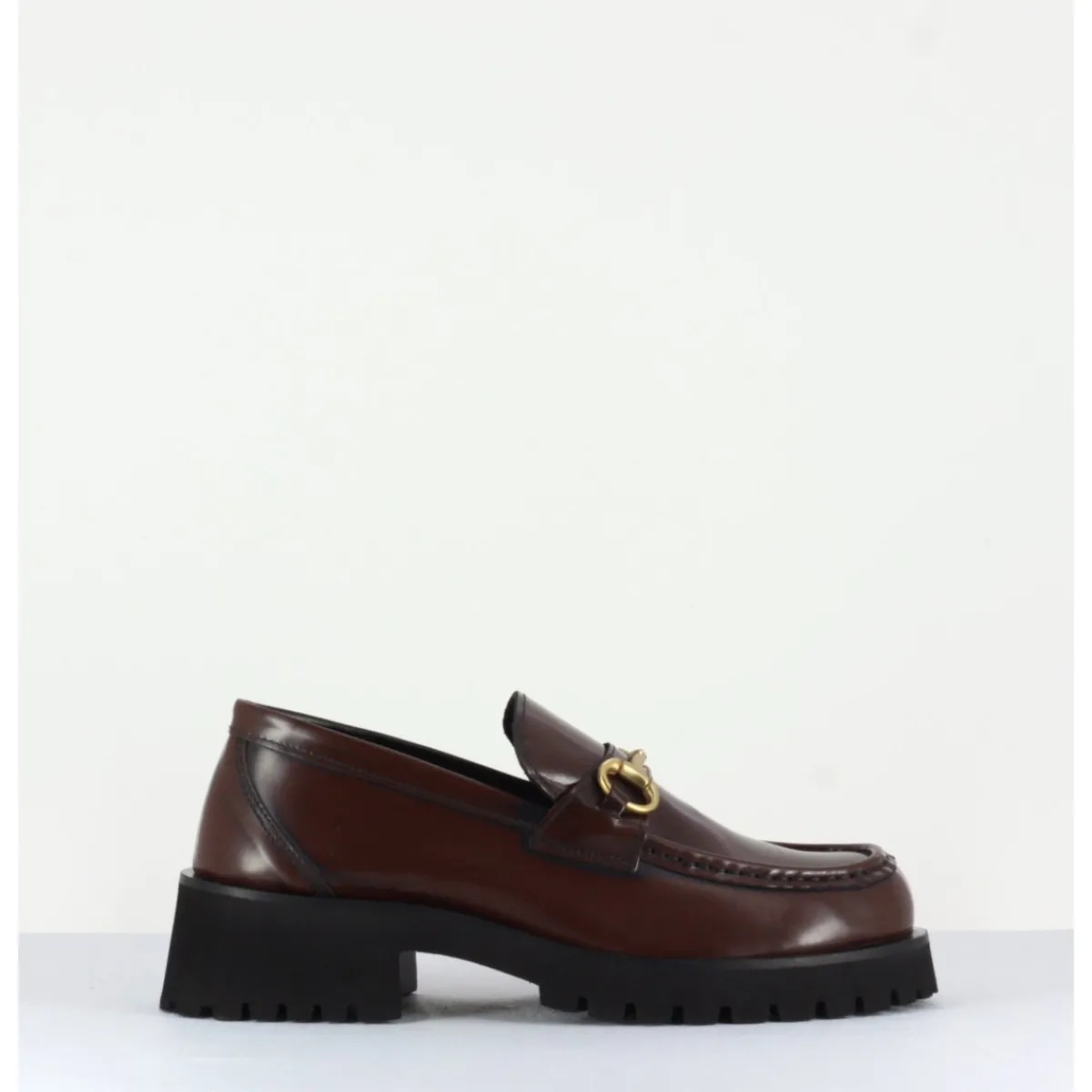 Discount GARRICE LAB Mocassin en cuir à mors doré & semelle micro - 21JMC30 MORO MARRON