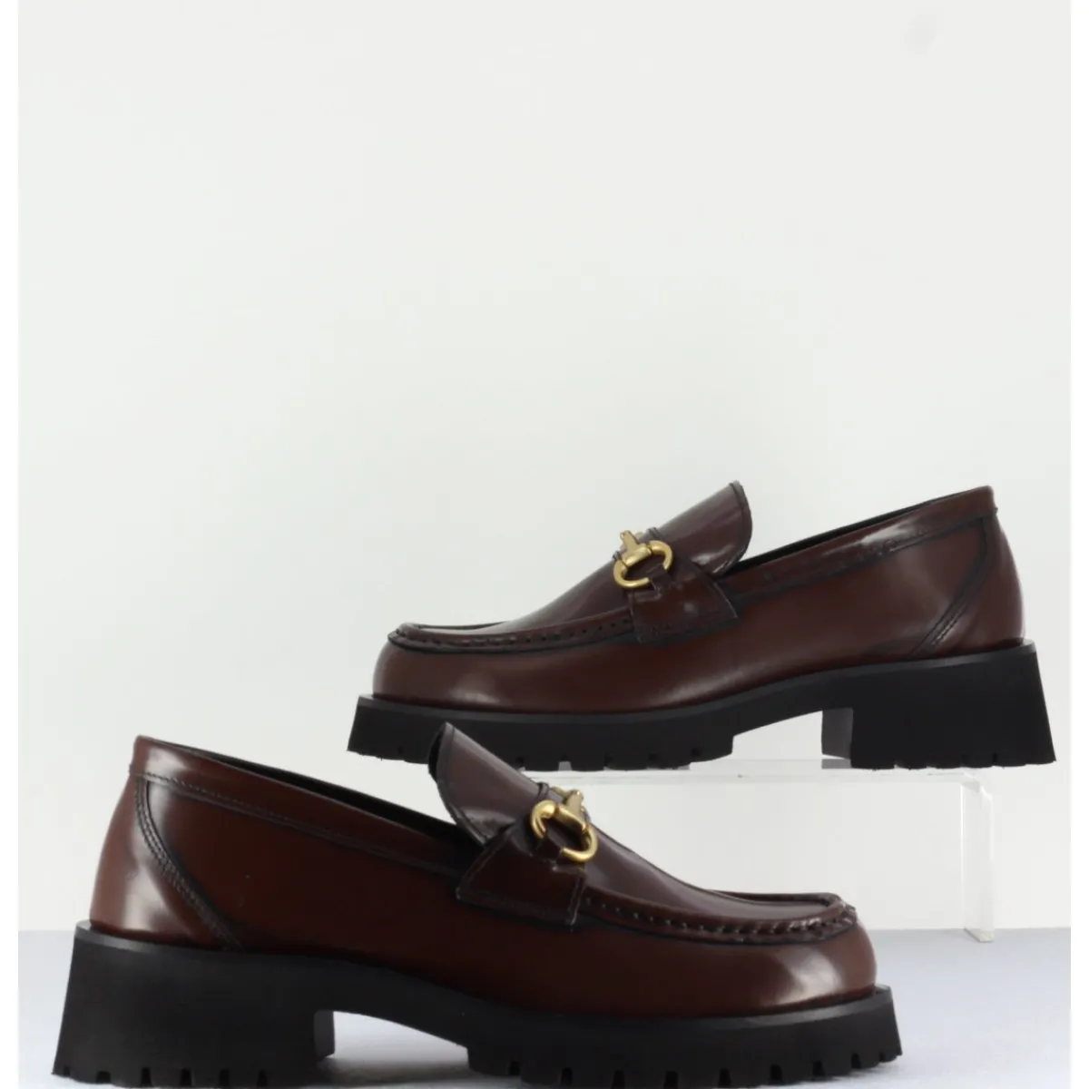 Discount GARRICE LAB Mocassin en cuir à mors doré & semelle micro - 21JMC30 MORO MARRON