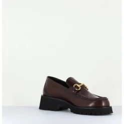 Discount GARRICE LAB Mocassin en cuir à mors doré & semelle micro - 21JMC30 MORO MARRON