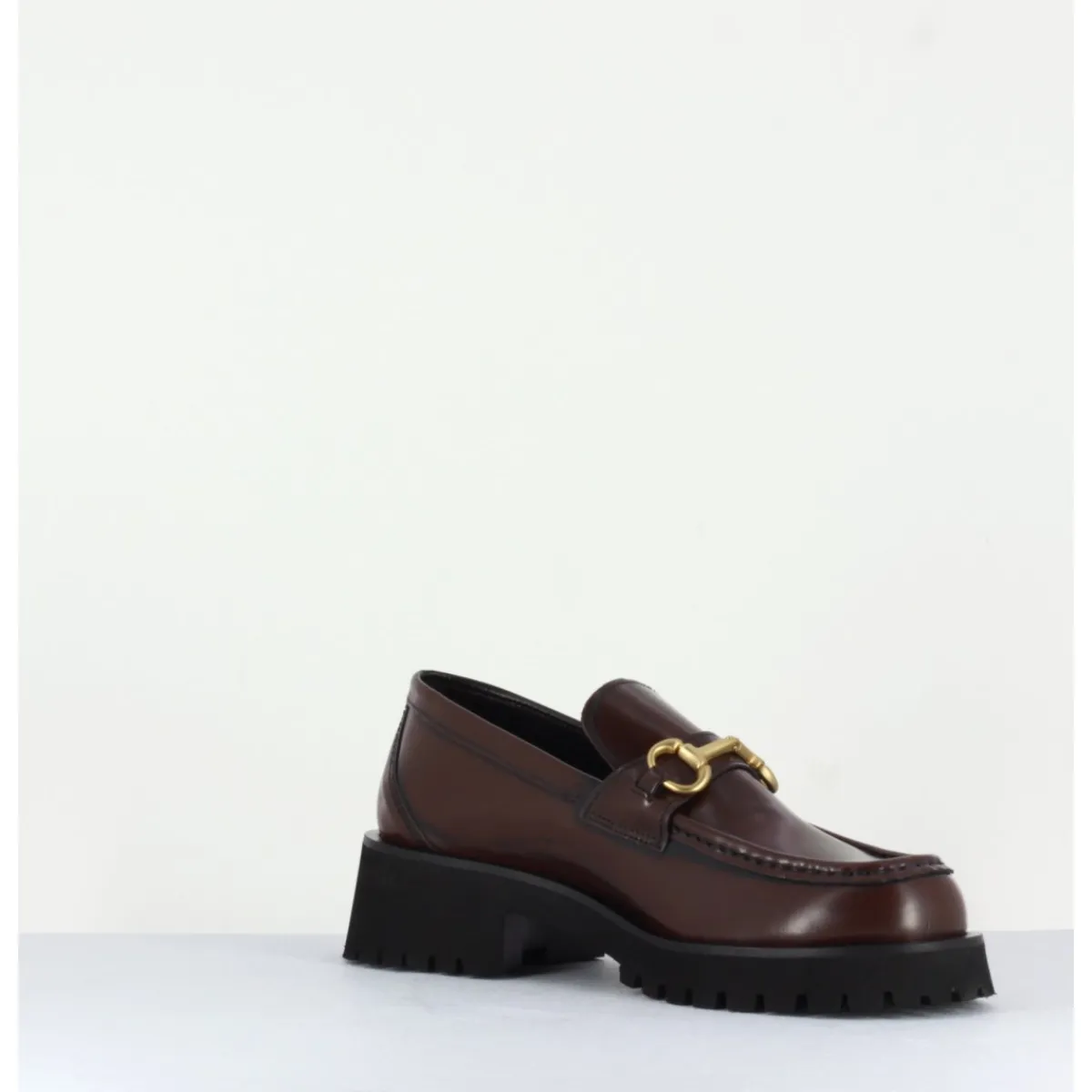 Discount GARRICE LAB Mocassin en cuir à mors doré & semelle micro - 21JMC30 MORO MARRON