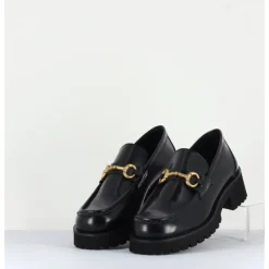 GARRICE LAB Mocassin en cuir à mors doré & semelle micro - 21JMC30 NERO NOIR