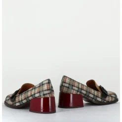 Online CHIE MIHARA Mocassins à petit talon cuir imprimé tartan & boucle - BUCLE SCOTCH CLASSIC