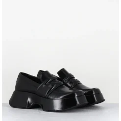 Sale VIC MATIE Mocassins à plateforme en cuir glacé - 1F2402D LATTEX BLACK NOIR